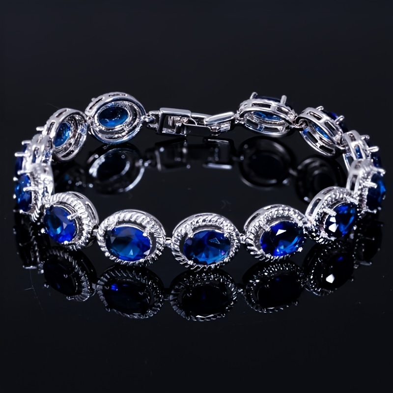 

1pc Bracelet Chaîne Feuille Élégant Bleu & Transparent en - Accessoire de Mode avec Fermoir en , pour les Fêtes &