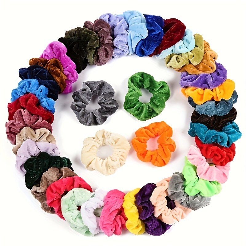 

10pcs Velvet Solid Color Large Intestine Hair Loops Elastic Hair Ties Stylish Hair Ropes For Women And Daily Uses