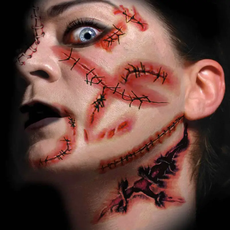 3d Fake Scars Zombie Tattoo Temporary Halloween Makeup Kit - Temu