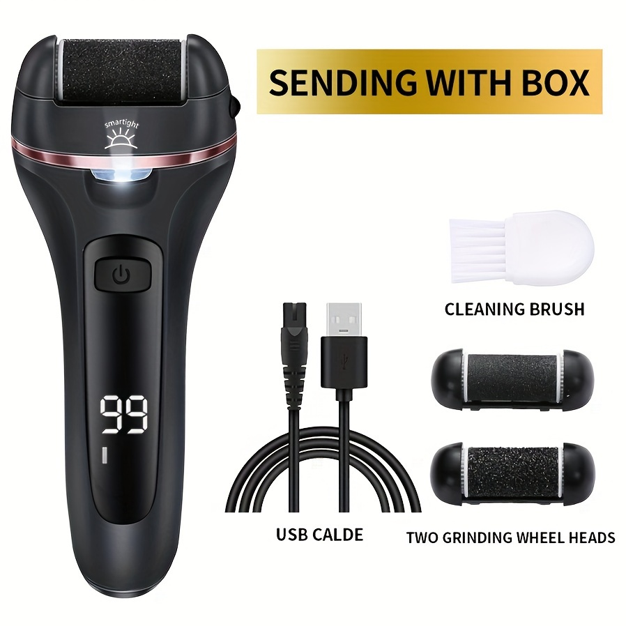 Rechargeable Electric Foot File Callus Remover Machine Black with Tools