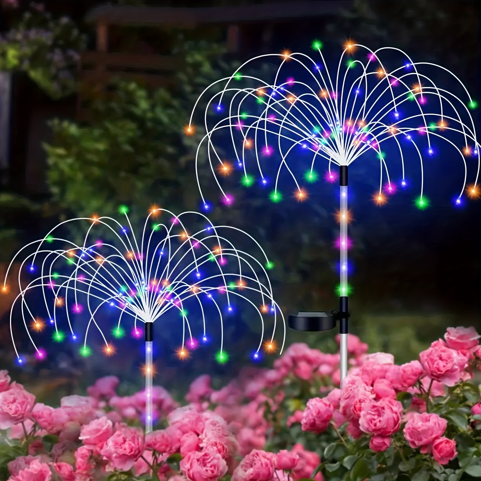 1個/2個ソーラーガーデンライト屋外、ソーラー花火ライト2つの照明モードソーラースターバーストライトカラフルなフラワーステーク屋外ライト母の日ギフト、庭 、パーティー用 中庭・芝生・庭園 Temu Japan