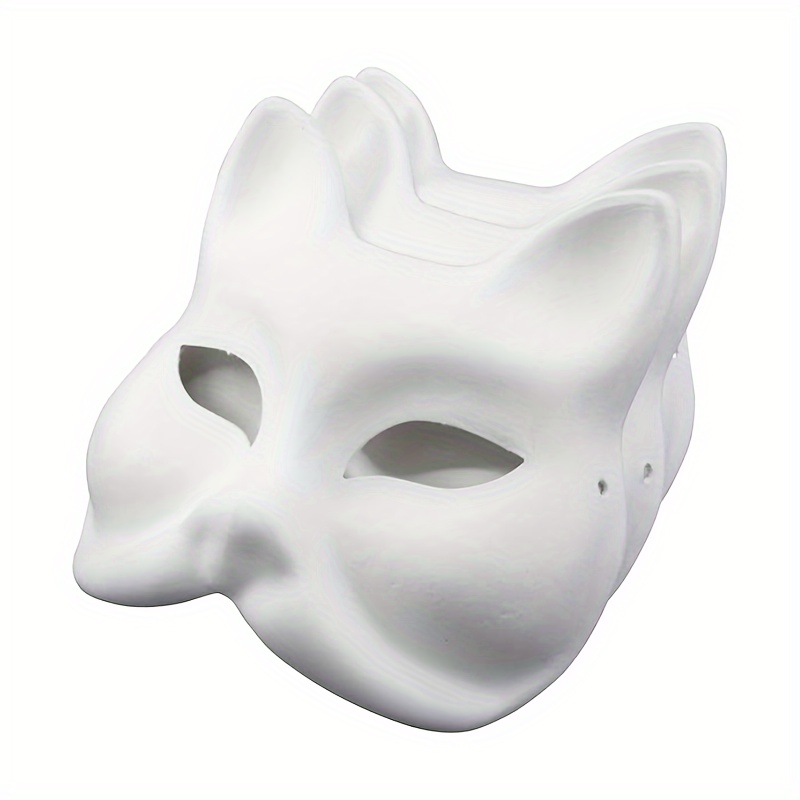 Cat Mask Diy White Paper Masks Unpainted Fox Half - Temu