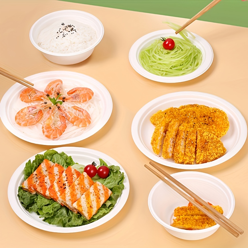 Paper Plates Plates Heavy Duty Disposable Paper Plates, Bagasse Natural  Biodegradable Sugarcane Plates, Sugarcane Pulp Natural Color, Waterproof &  Oil-proof, Perfect For Parties & Catering! - Temu