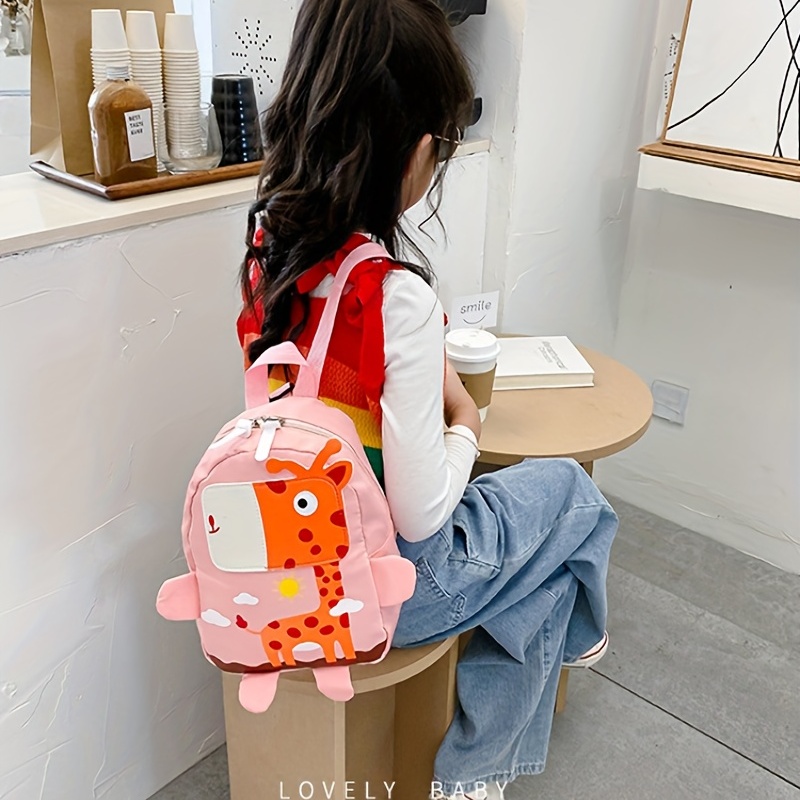 Kids Giraffe Patch Decor Backpack with Anti-lost Rope