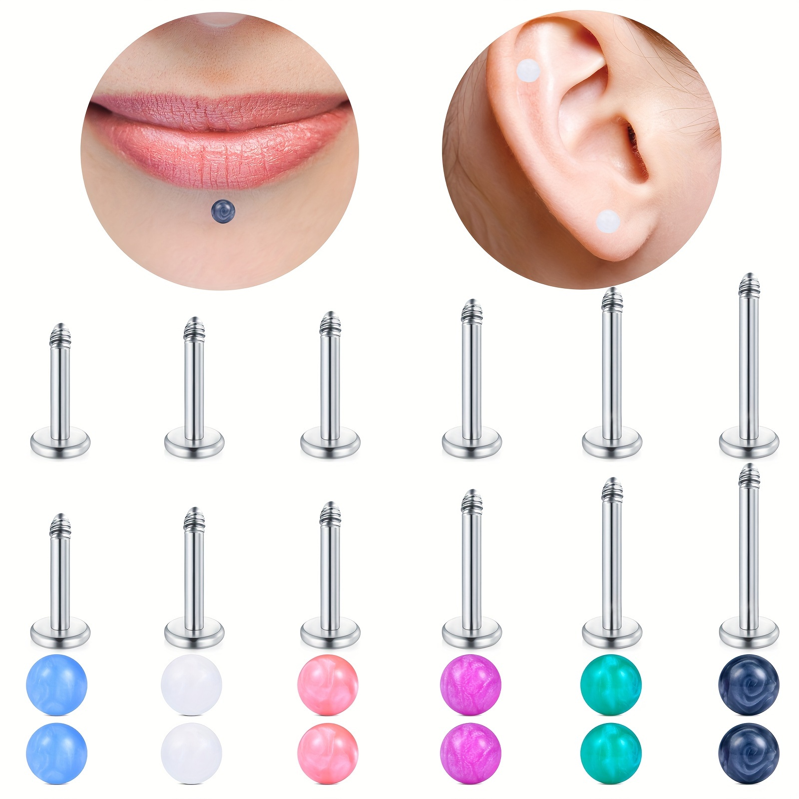 30Pcs 5MM Sfere In Acciaio Inossidabile E Punte Per Piercing Finto, Finti  Stud Per Labbra, Finti Piercing Per Sopracciglia, Gioielli Per Il Corpo  Finto E 100PCS Adesivi - Temu Italy