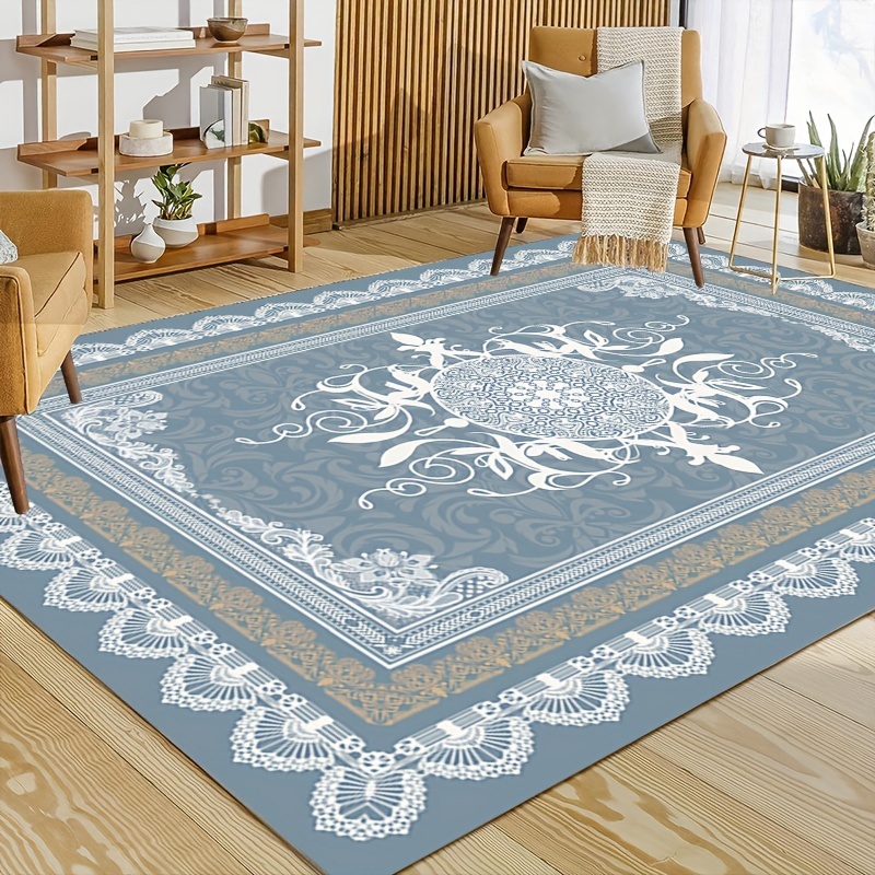Vintage Persian Area Rug Crystal Velvet Non-slip Soft Polyester Mat