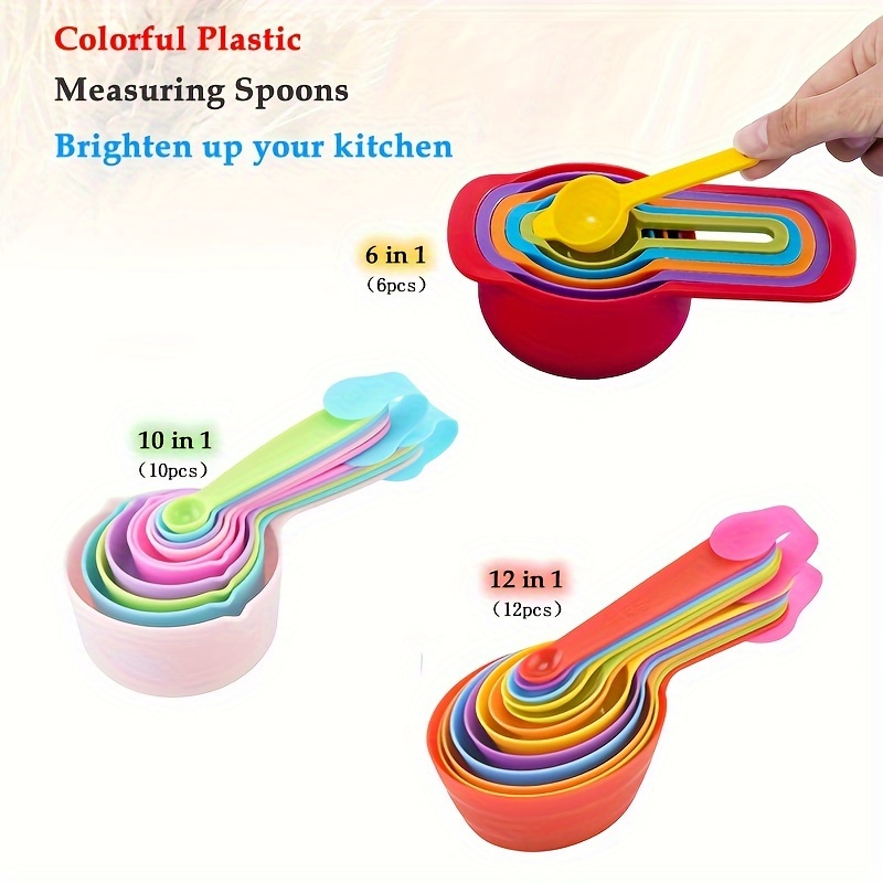 6/12PCS Baking Tools Multicolored Plastic Measuring Spoon