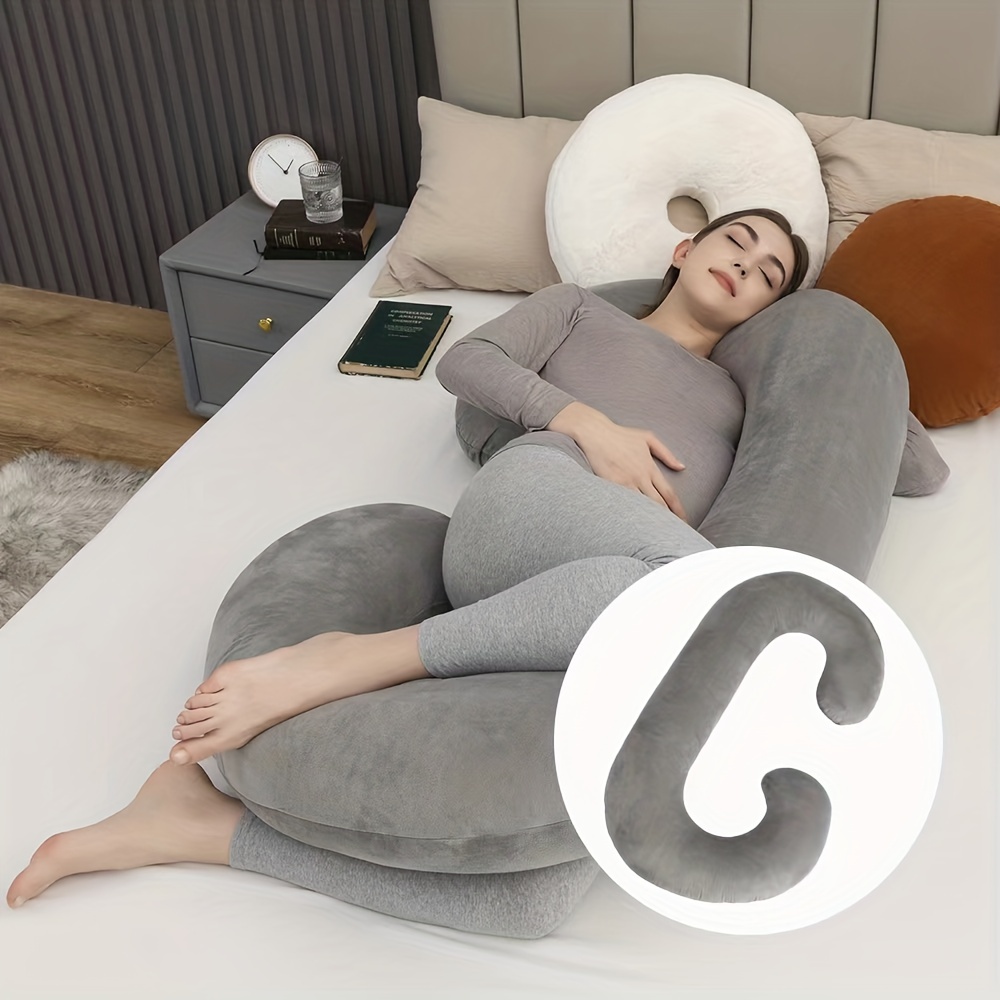 Almohada multifuncional en forma de U para dormir de lado, cojín para mujer  embarazada, almohada para la cintura, cojín para la pierna para dormir de  lado