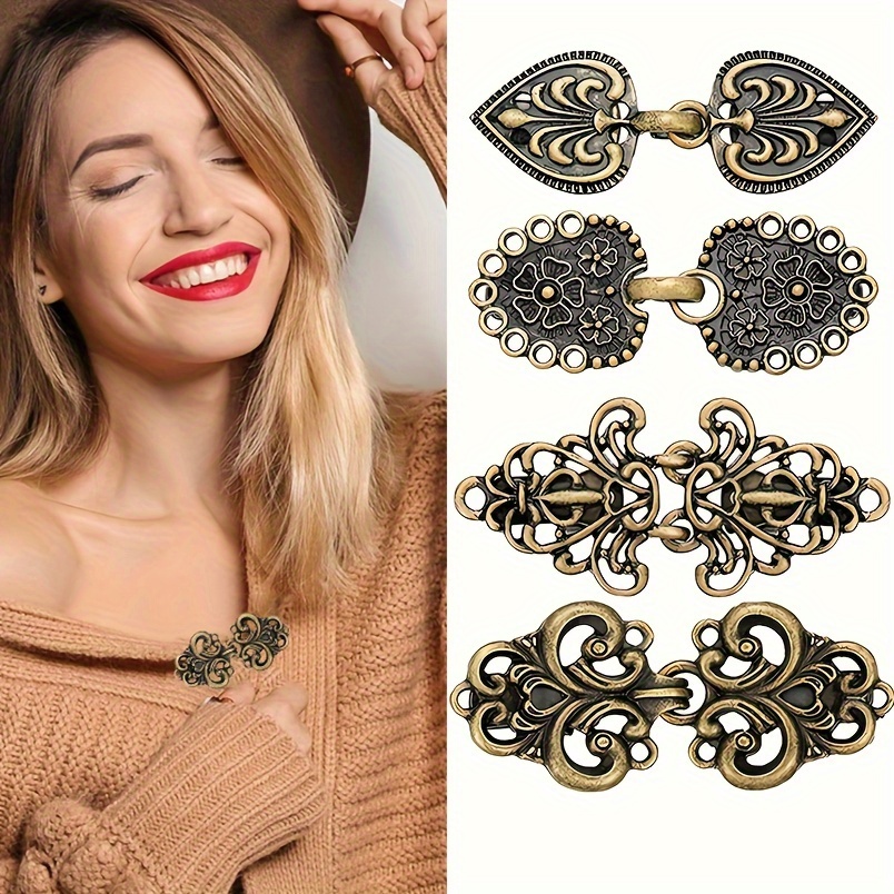 Temu Vintage Cape Clips Alloy Sweater Clips Retro Dress Clips Collar Clasp Dress Shirt Brooch Clip Clinch Clips for Girl Women,Free returns&free Ship