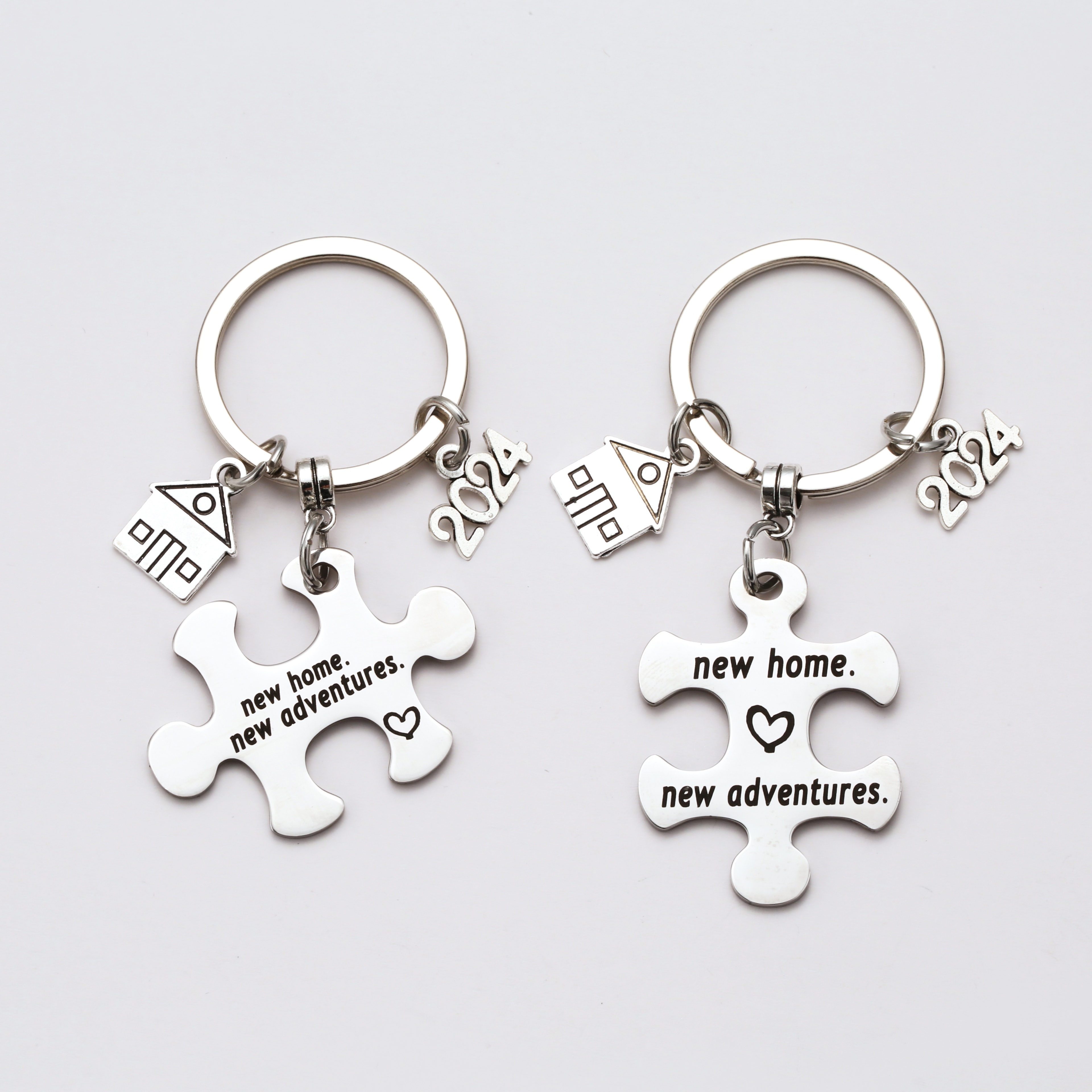 

New Home New Adventures Keychain Stainless Steel Key Chain Ring Bag Backpack Charm Friends Housewarming Gift