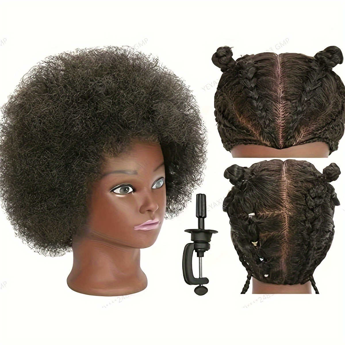 100% Real Hair Mannequin Head With Human Hair Afro Fluffy - Temu