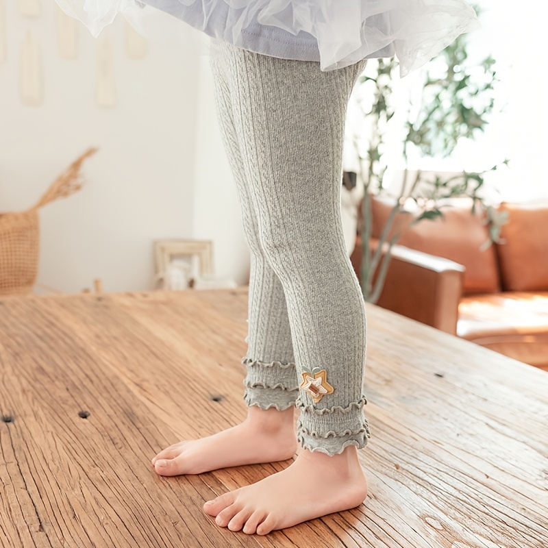 Baby Girls Stretch Soft Leggings Ruffle Knit Footless Tights - Temu