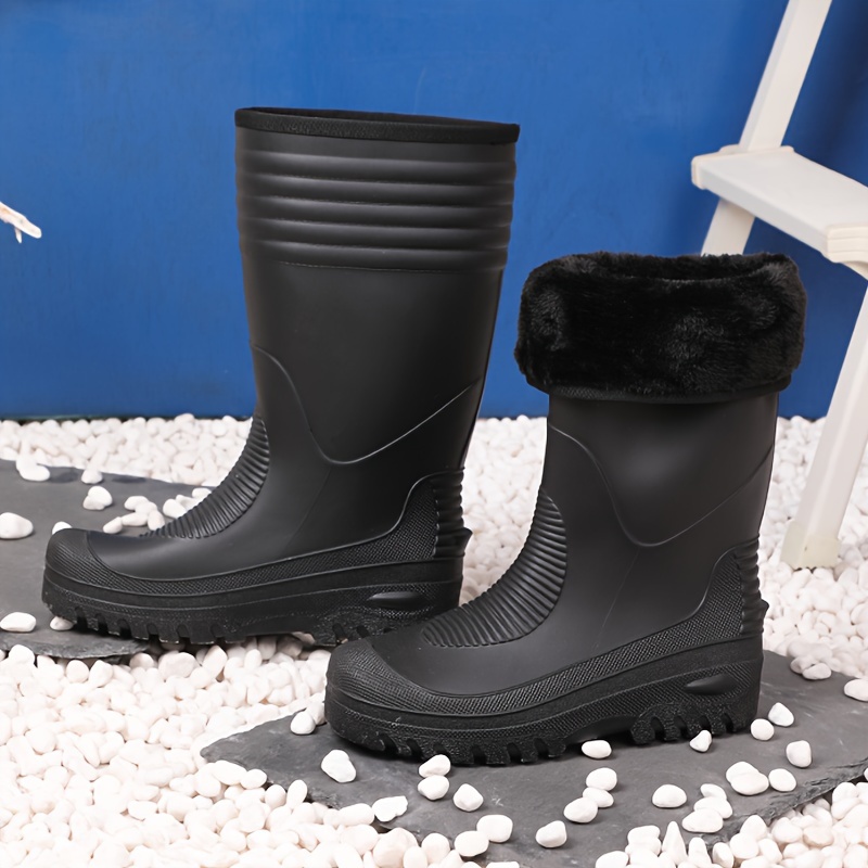 Adult's High Top Detachable Plush Rain Boots Fishing Boots - Temu Portugal