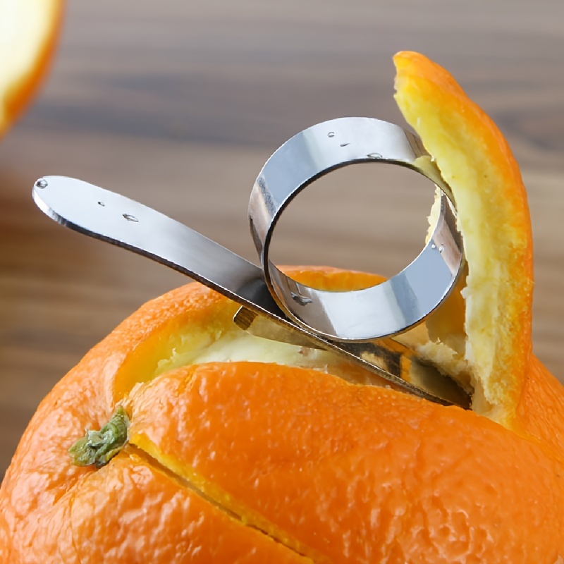 1pc Stainless Steel Finger Ring Orange Opener For Citrus And Pomegranate