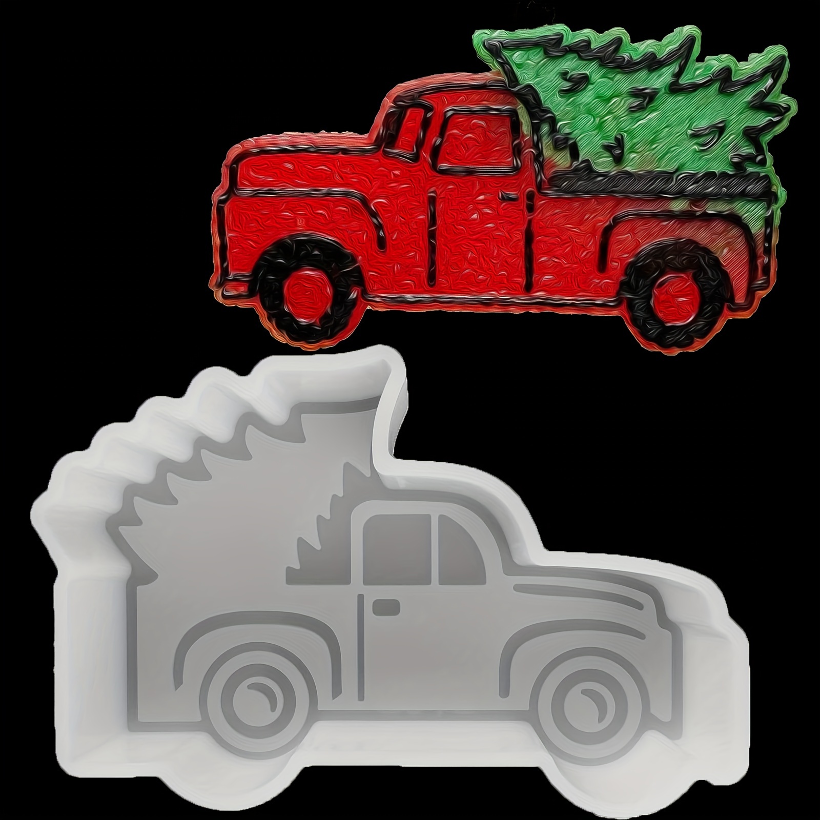 1pc, Christmas Truck With Tree Silicone Freshie Mold, Christmas Car Freshie  Silicone Mold For Aroma Beads, Car Freshies, Soap Candle Wax Clay Plaster