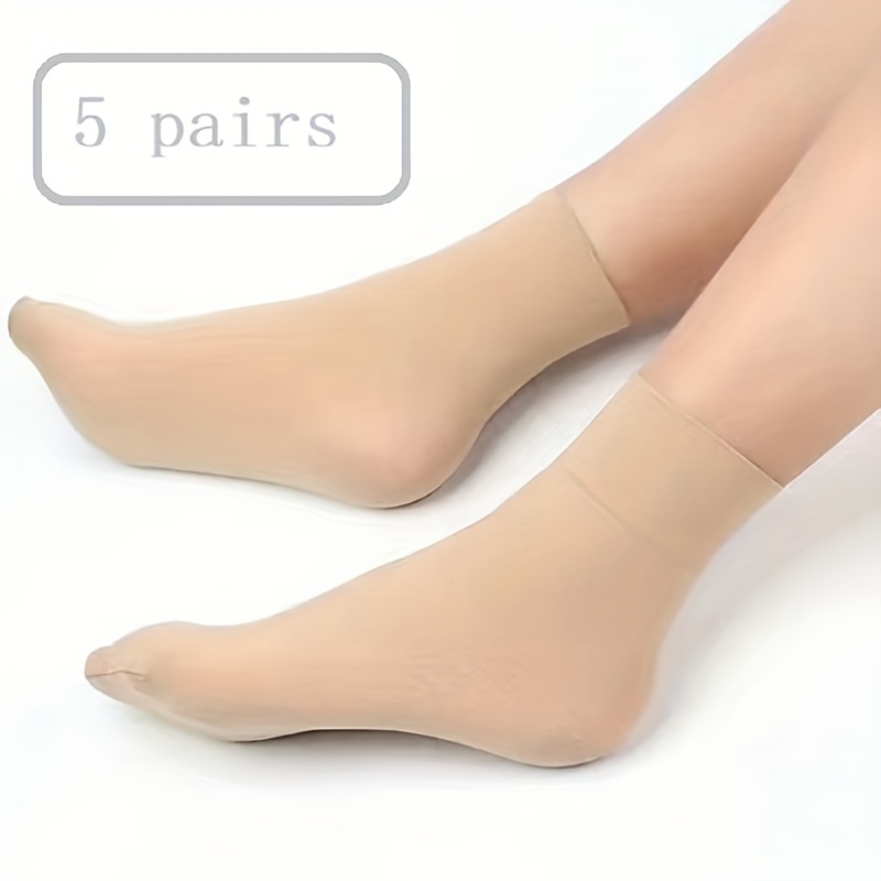 5 Pairs Of Simple Solid Color Stockings, Comfortable & Breathable Stockings For Spring, Summer And Autumn, Women's Stockings And Socks.