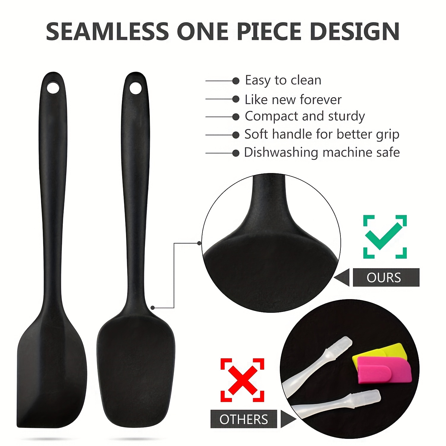 Food Grade Silicone Rubber Spatula Set for Baking. Cooking. and