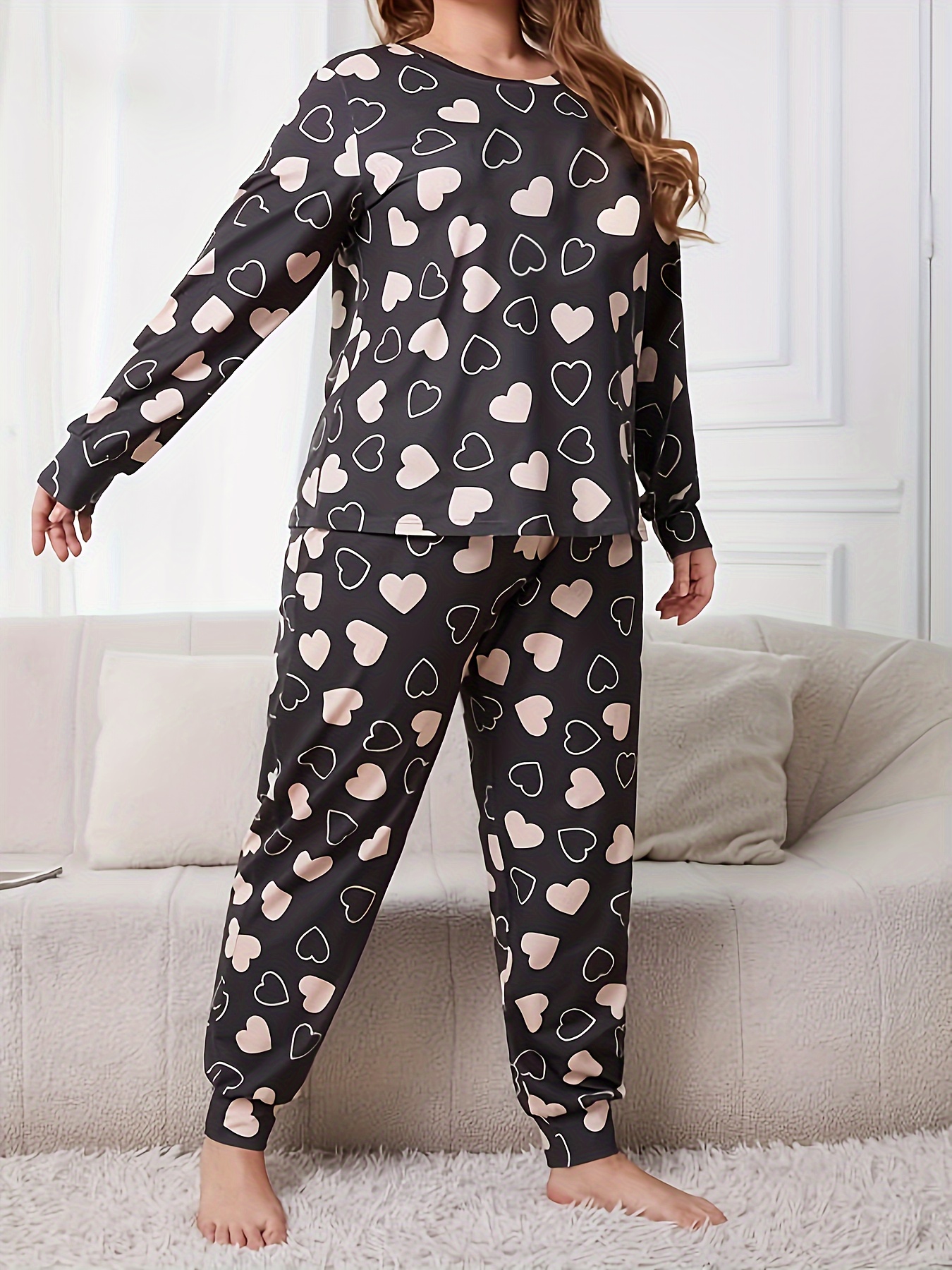 Women’s Jogger Pajama Set - Gray Heart