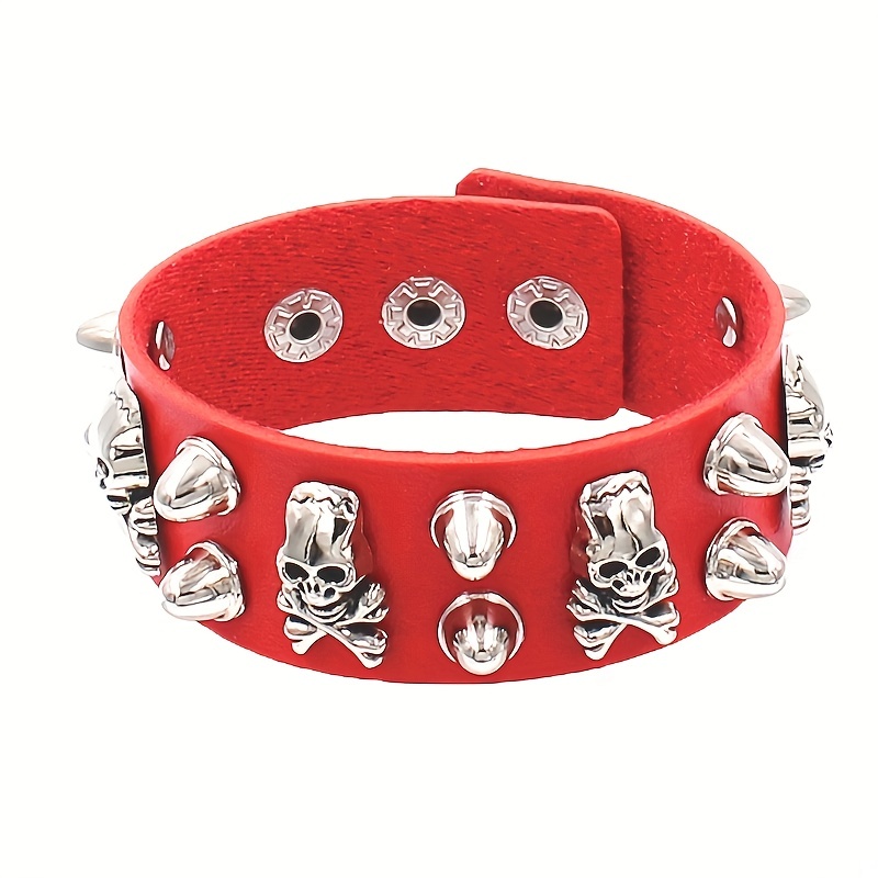 Skull Head Rivet PU Leather Bracelet Unisex