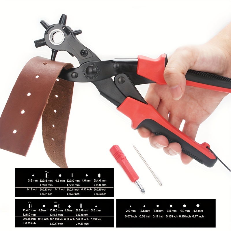 Revolving Punch Plier Kit Leather Hole Punch Set For Belts Watch Bands  Straps Dog Collars Saddles Shoes Fabric DIY Home Or Craft Projects Heavy  Duty Rotary Puncher Multi Hole Sizes Make Leather