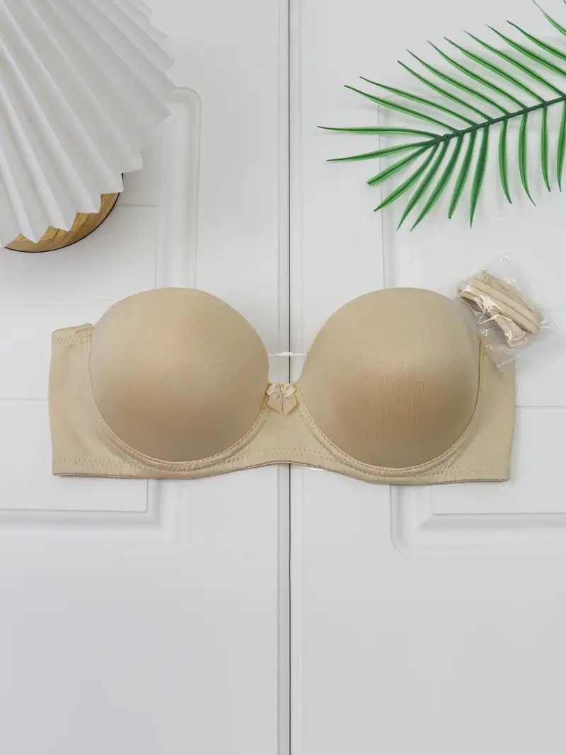 Simple Bow Push Up Bras, Comfort Sheer Back Removable Strap, 57% OFF