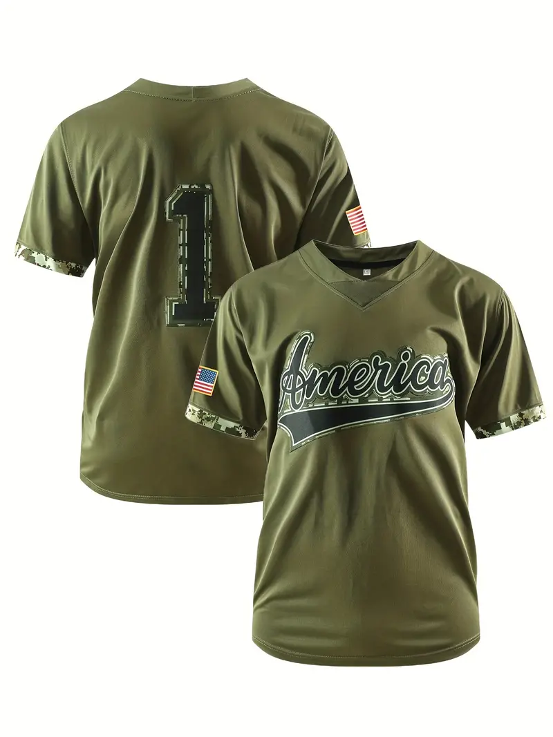 Camiseta De Rugby America # 1 Para Hombre, Camisetas De Fútbol Americano  Con Bordado Verde Militar, Perfectas Para Fiestas De Festivales, Deportes Al