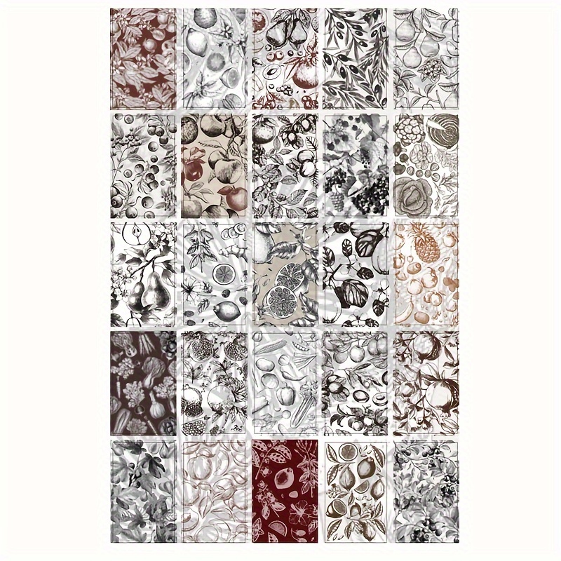 50 Sheets Retro Plant Floral Gift Wrapping Paper Notebook Base Paper