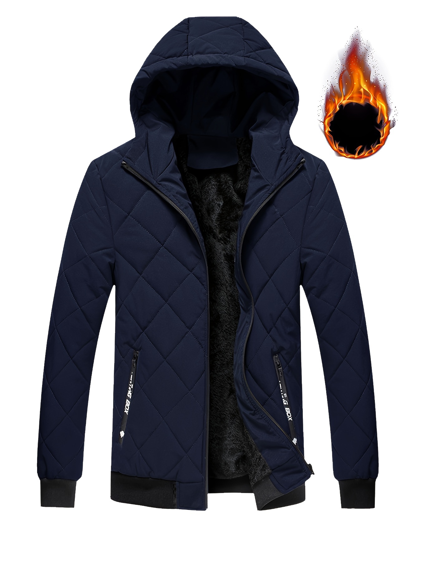 warm fleece mens hooded windbreaker full zip up long sleeve jacket with zipper pockets for winter outdoor leisure