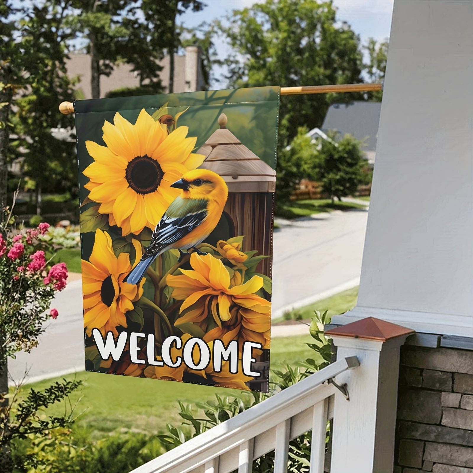 Goldfinch and Sunflowers Garden Flag