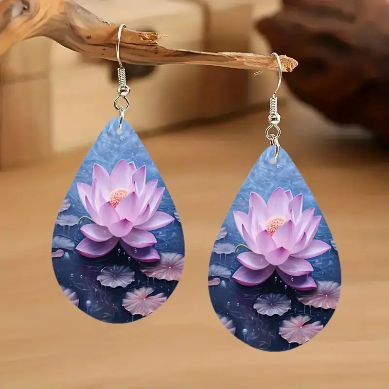 Small Teardrop Lotus Earrings Small Teardrop Lotus Earrings
