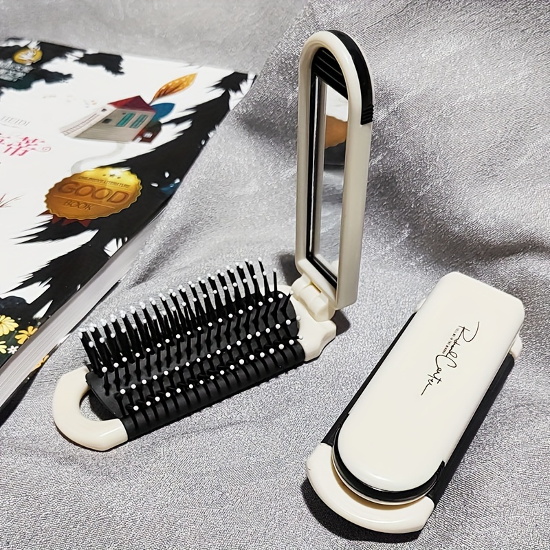 

1pc Mini Hair Brush, Folding Massage Comb, Anti-static Portable Travel Size Hair Brush With Mirror