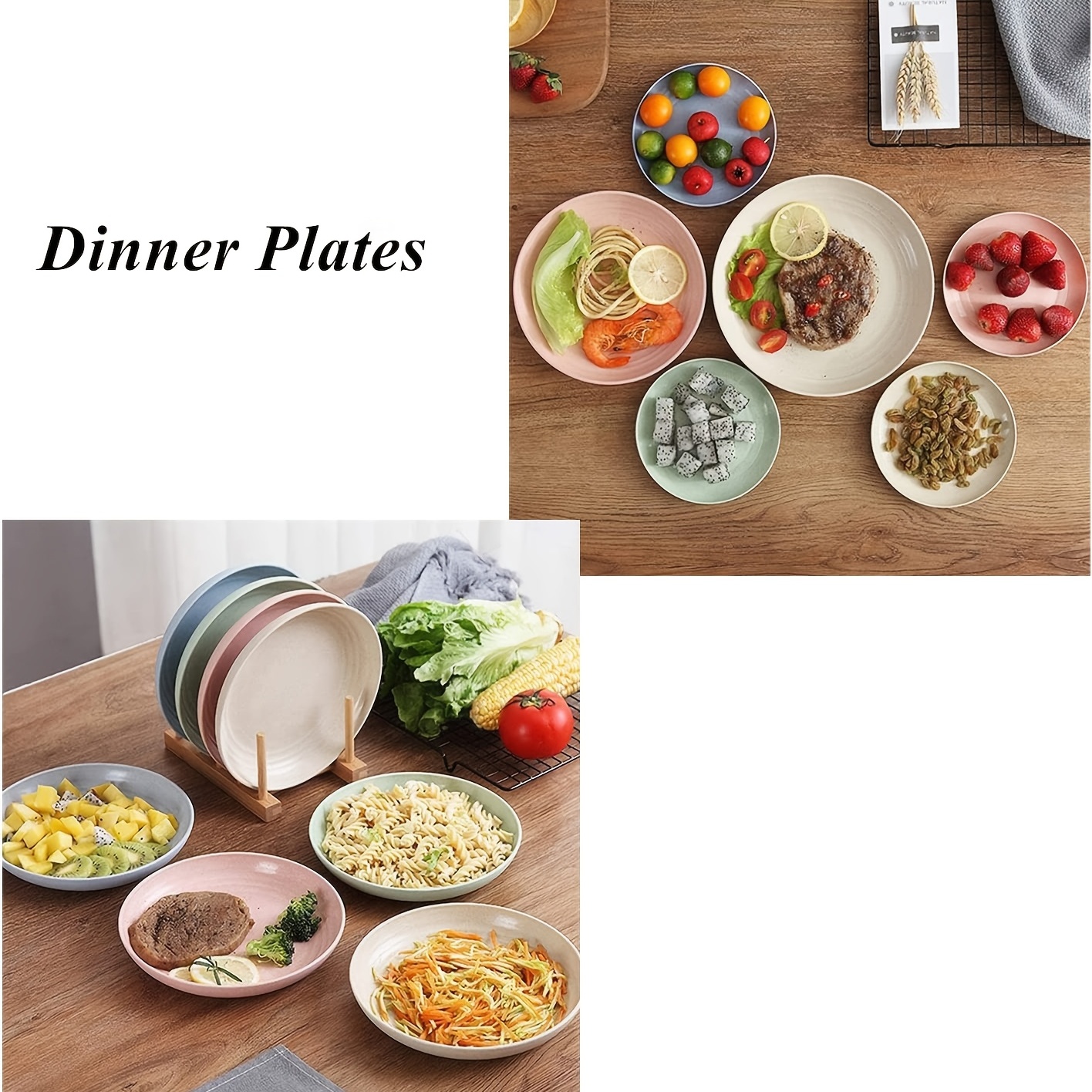 4 Pack Lightweight Wheat Straw Plates-degradable Lightweight Wheat Straw  Plates,5.5 Unbreakable Dinner Plates, Dishwasher Microwave Safe, Bpa Free