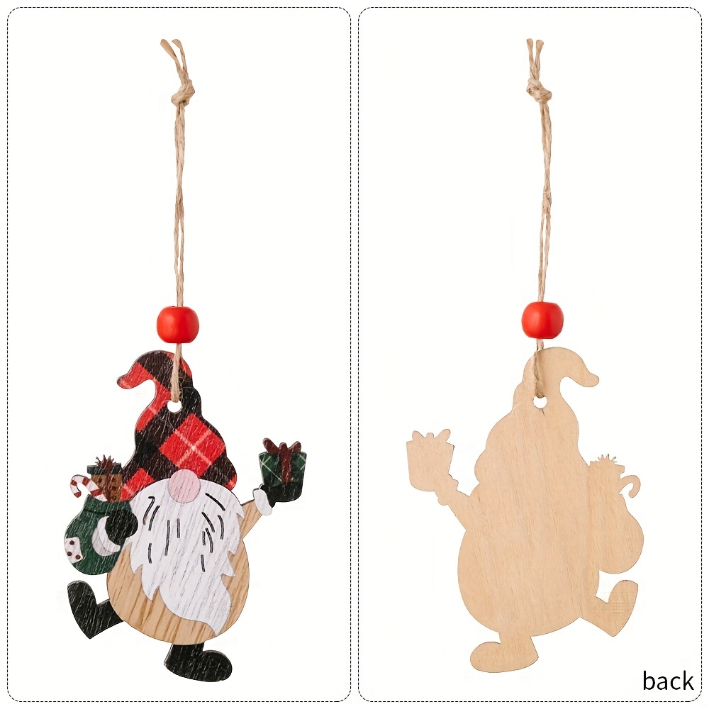 Christmas Ornaments Wooden Box Set 9pcs Gnomes Pendant Decor Party