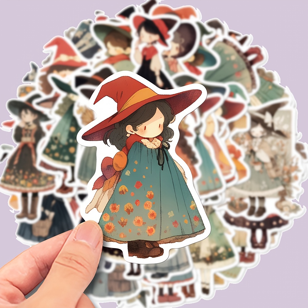 Halloween Witch Stickers Cartoon Cute Vinyl Waterproof - Temu