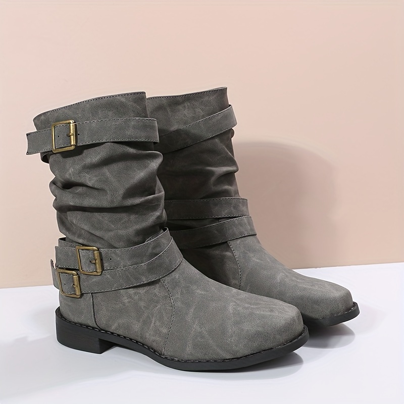 womens solid color winter boots calf soft sole platform Temu