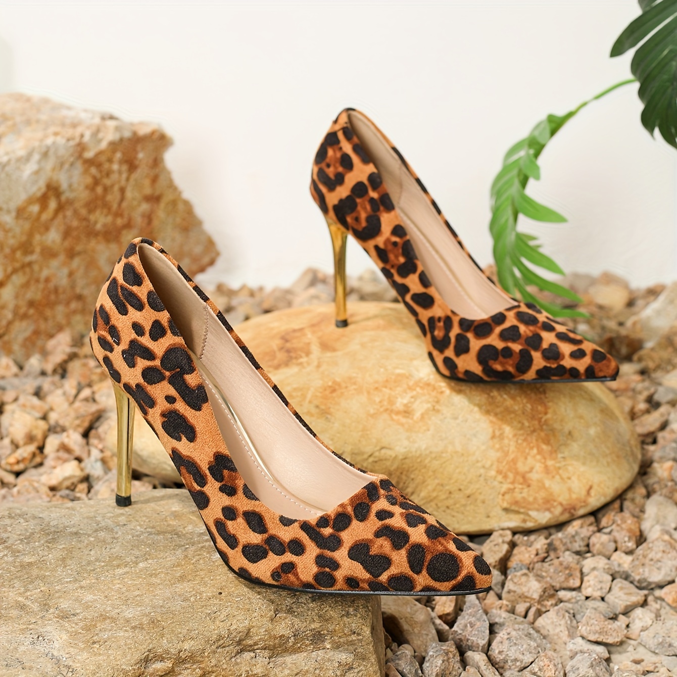 Women's Leopard Print Stiletto Heels Elegant Point Toe Dress - Temu
