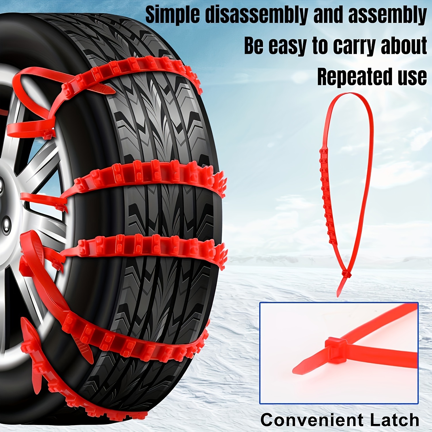 20pcs Anti Snow Chains Of Car Anti-Skid Snow Chains Non-Slip Cable Tie  Emergency Anti-Skid Chain For Car Off-Road Van SUV Pickup Trucks