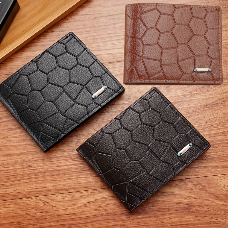 Men's PU Leather Figure Pattern Snap Button Short Wallet Multiple Card  Slots Purse Large Capacity Card Cash Holder