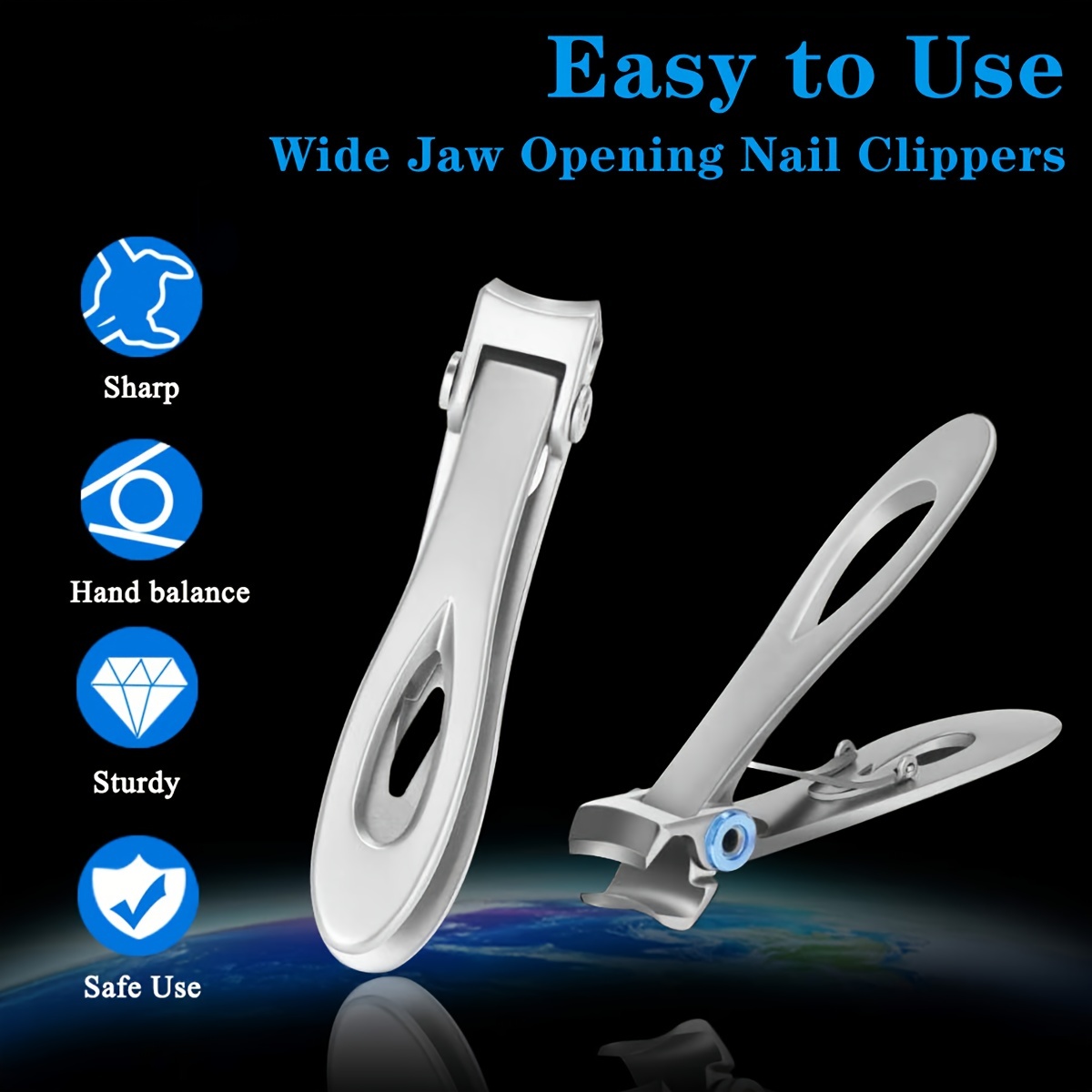 Nail Clippers for Men Thick Nails-15Mm Wide Jaw Opening Extra