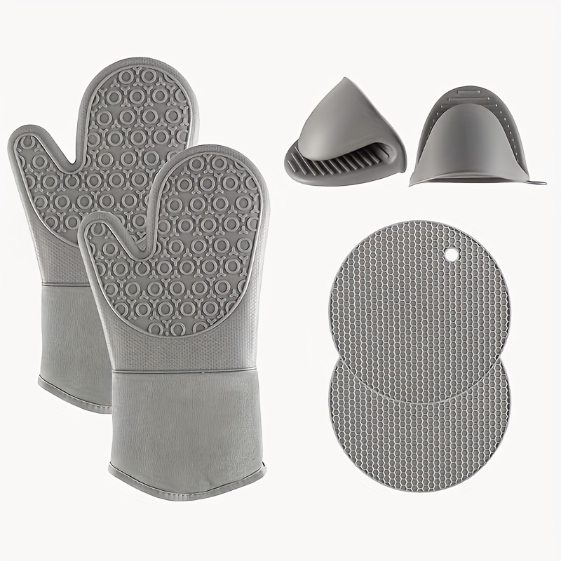 Silicone Oven Mitts And Pot Holders Sets, Extra Long Heat