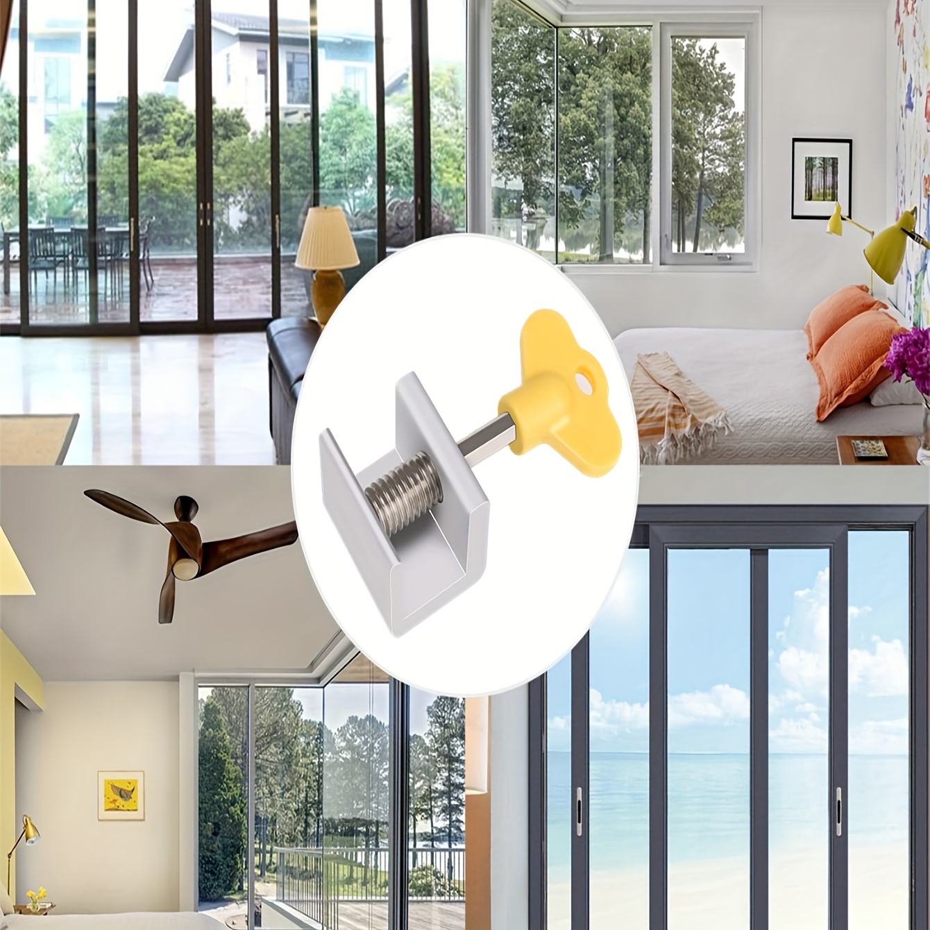 1pc durable aluminum alloy and plastic steel door and   safety limit with easy to hold yellow handle for   details 4