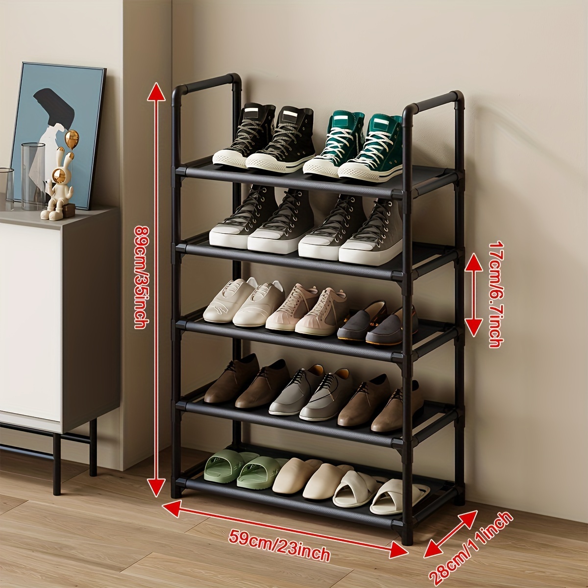 Zapatero vertical de madera para detrás de la puerta, estante de  almacenamiento para zapatos, ahorro de espacio, organizador de zapatos,  estante para