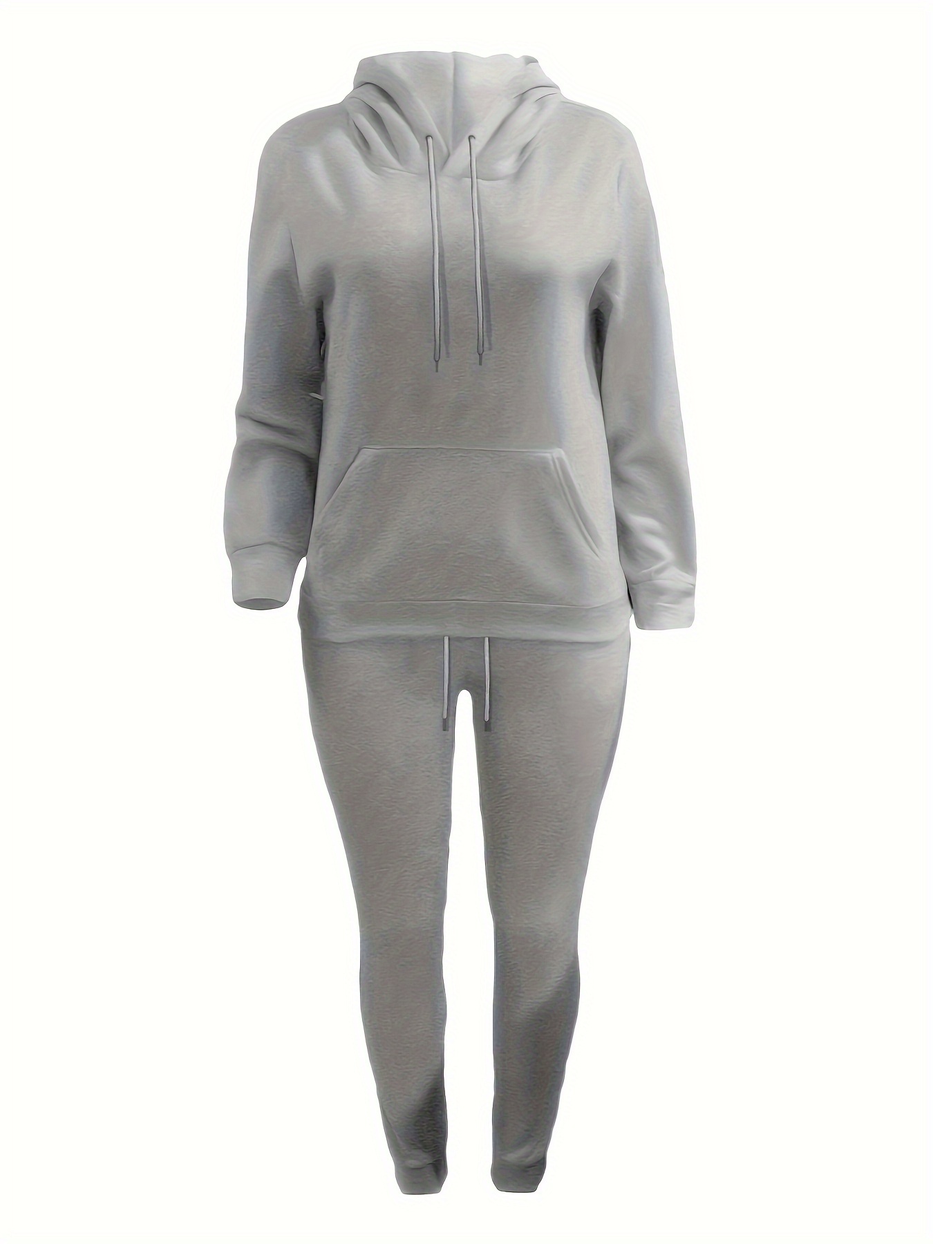 Two Piece Casual Fleece Sportswear Women's Winter Hooded Long Sleeve Hoodie  Sweatpants Women's Set (Color : Light Grey, Size : Medium)