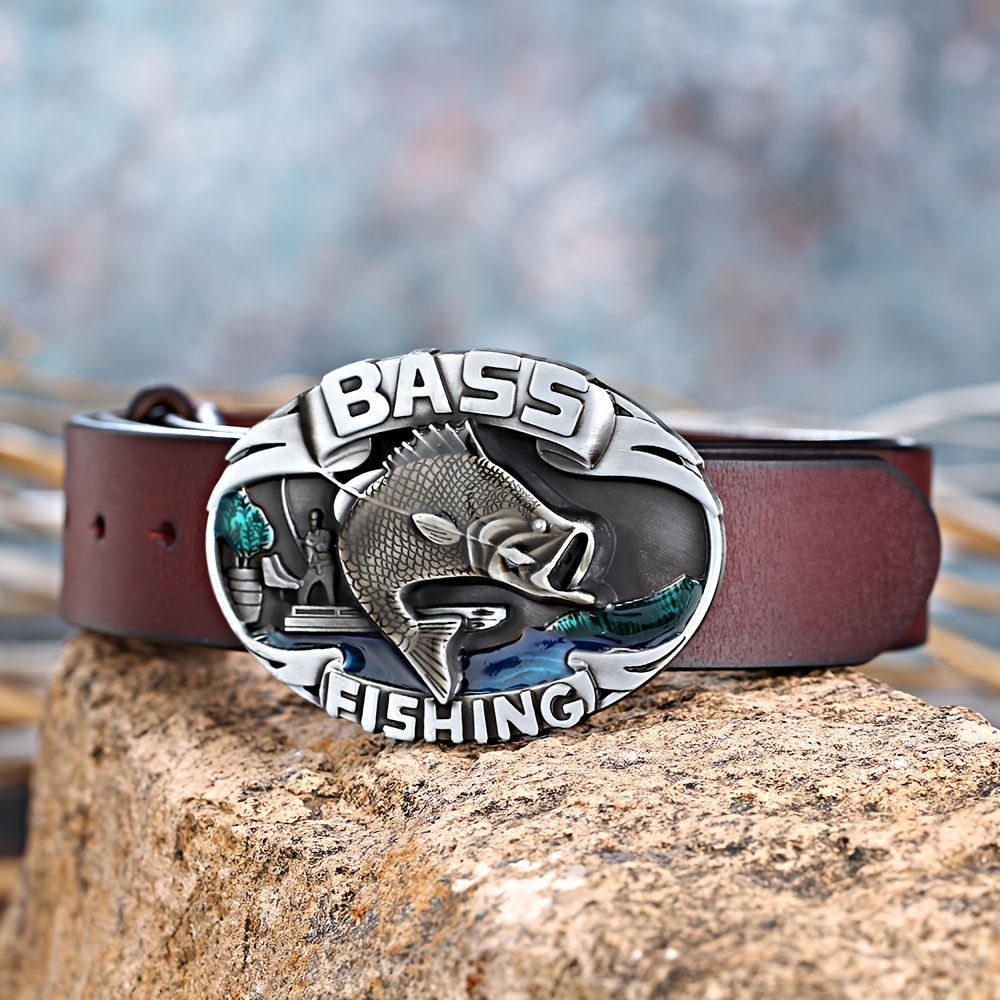Silver Western Bass Fishing Belt Buckle - Catch More Fish in Style!