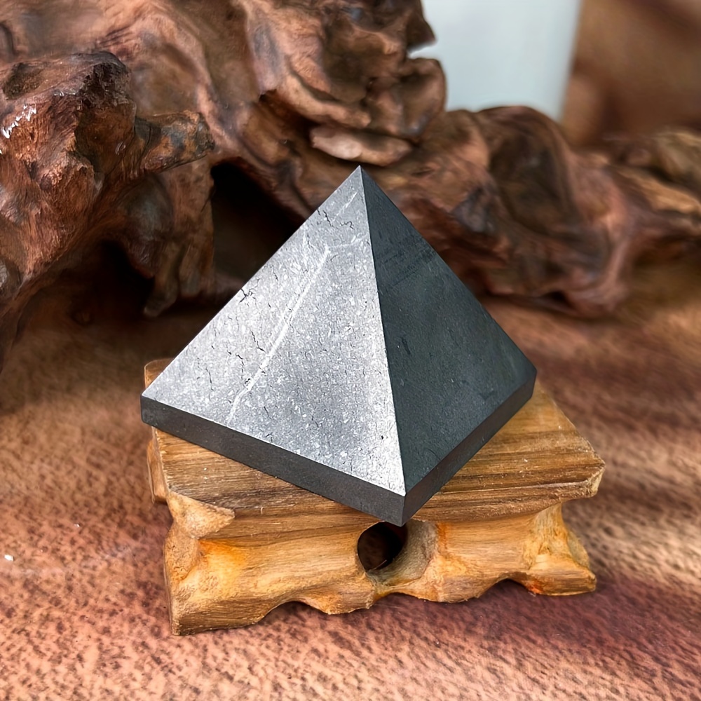 

1pc Black Shungite Pyramid Tower, Decoration Natural For , Home Decoration