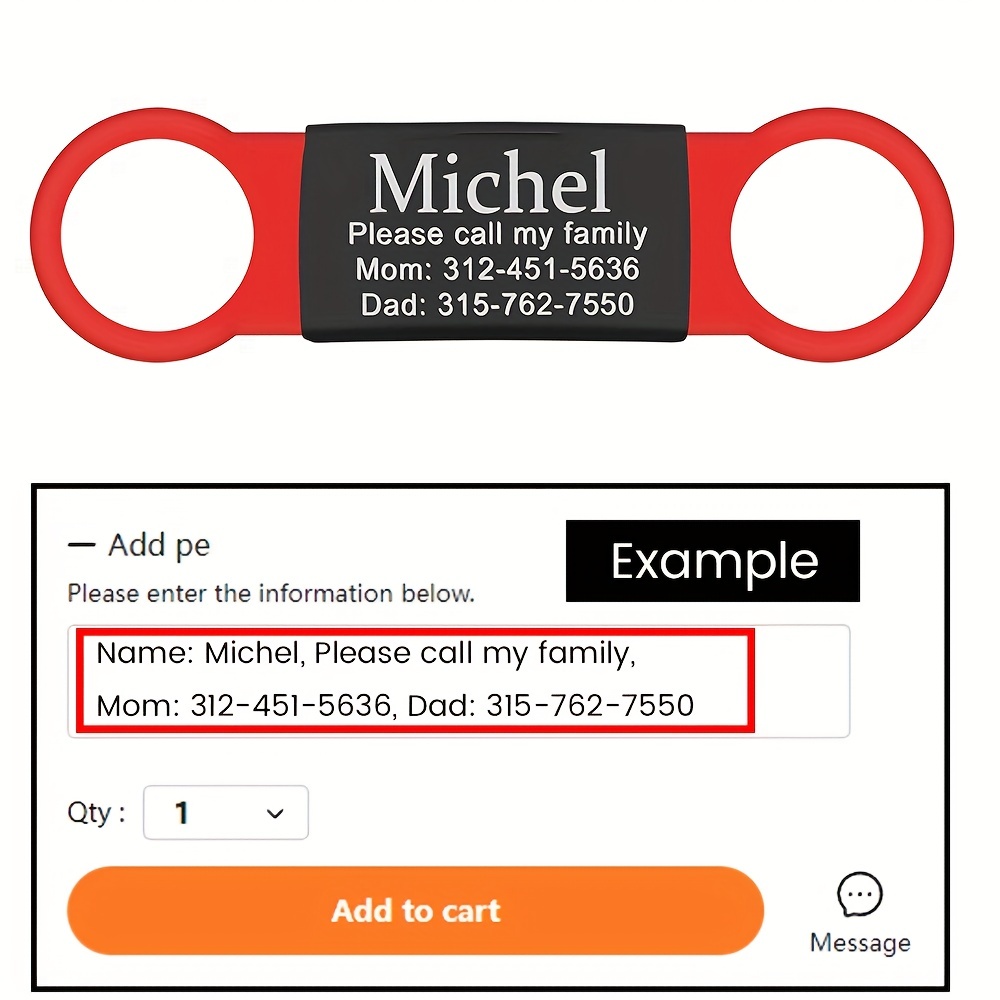 Slide-On Engraved Dog Name Tag No Noise