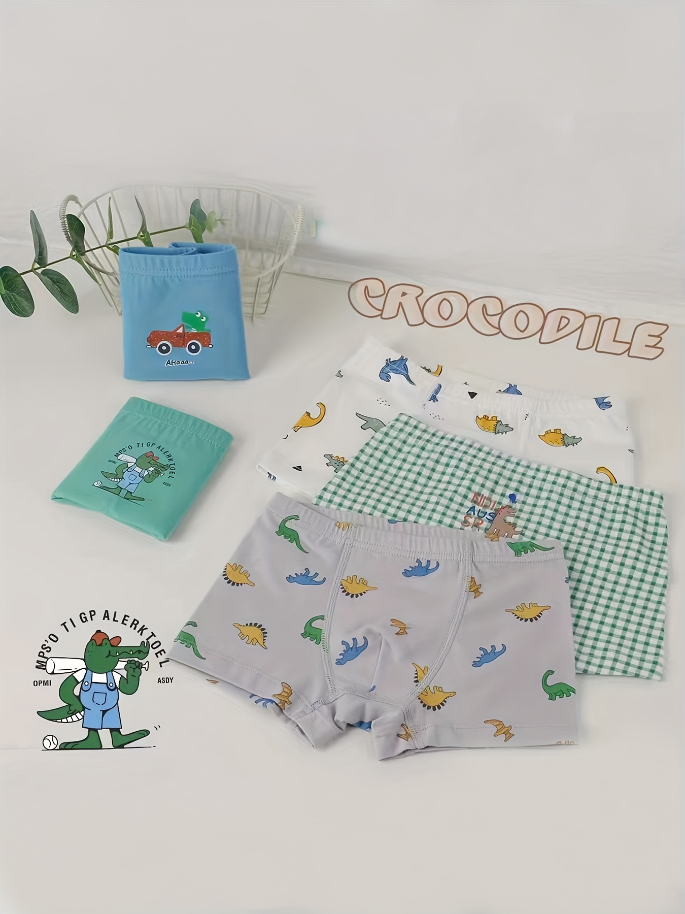 Children's Underwear Cute Alligator Cartoon Graphic Boys - Temu