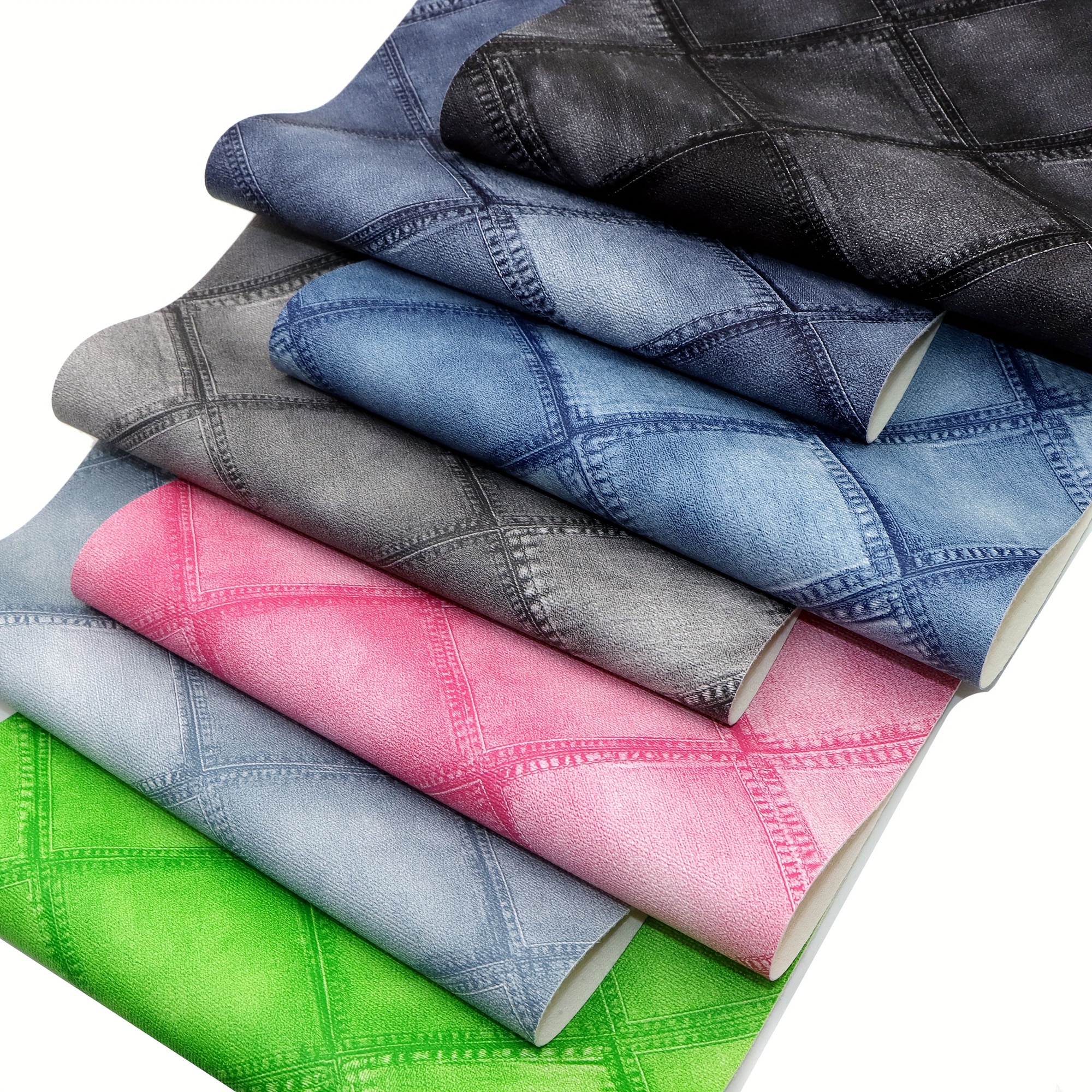 Synthetic Leather Fabric, Denim Faux Leather, Denim Fabric