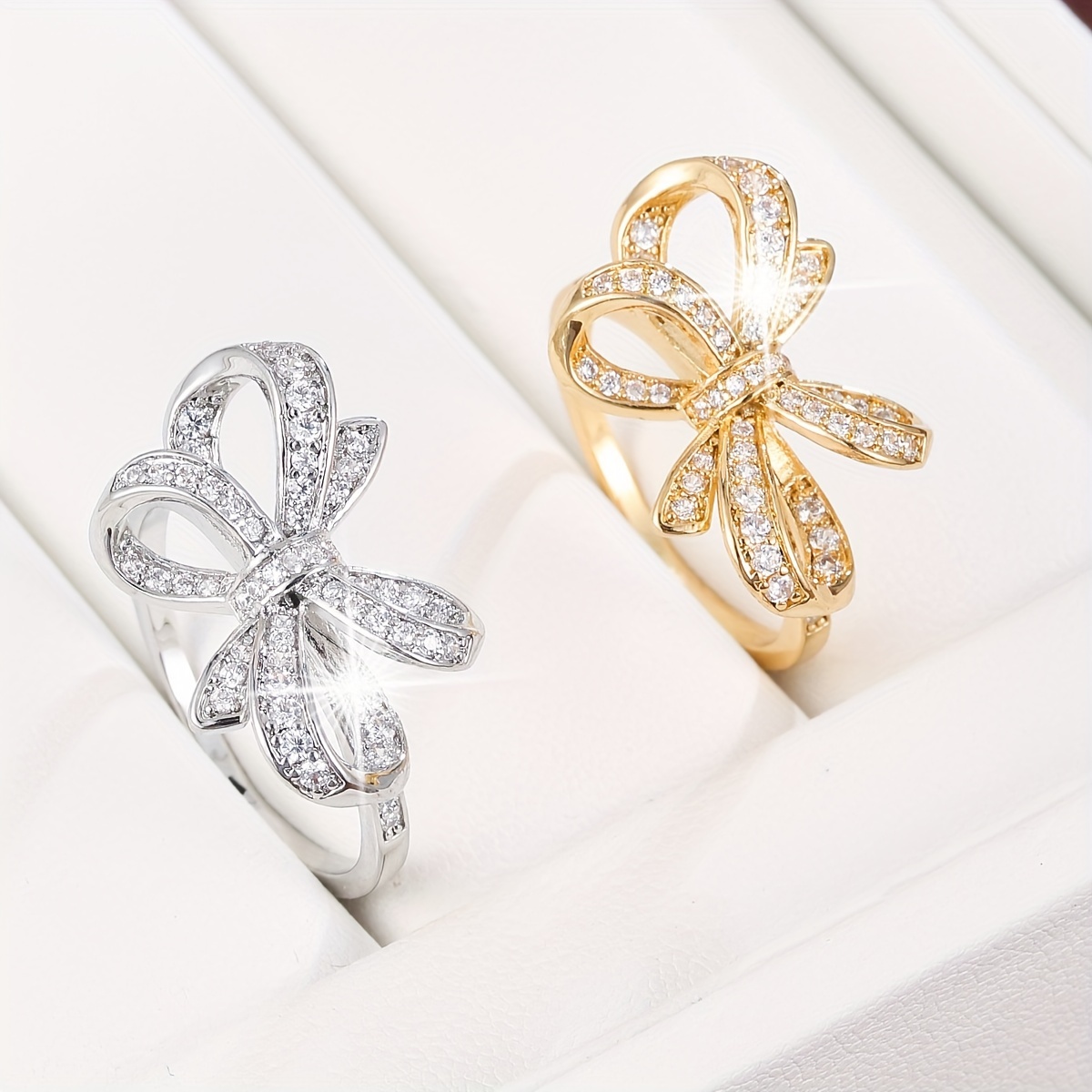 טבעת נחושת אלגנטית לנשים אופנתיות עם עיצוב פפיון