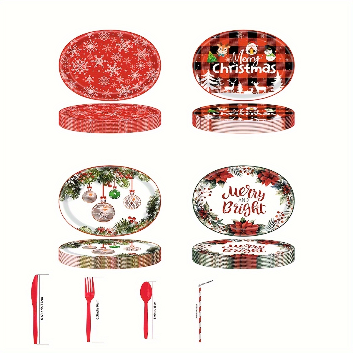 8pcs Christmas Paper Plates, Reindeer Paper Plates, Disposable Christmas  Rudolph Paper Dinner Plates, Decorative Party Plates For Holiday New Year  Events Dining Kitchen Tableware, High-quality & Affordable
